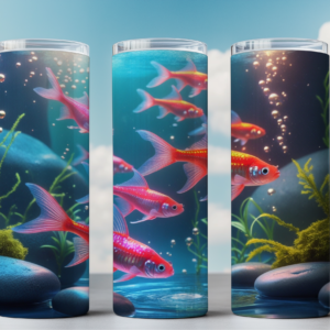 Neon Tetra Tumbler Wrap – Vibrant Underwater Sublimation Design