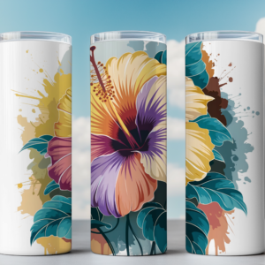 Tropical Hibiscus Watercolor Digital Print | Floral Art for Sublimation, Tumbler Wraps & Crafts