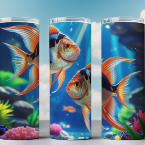 Angel Fish Tumbler Wrap – Elegant Underwater Sublimation Design