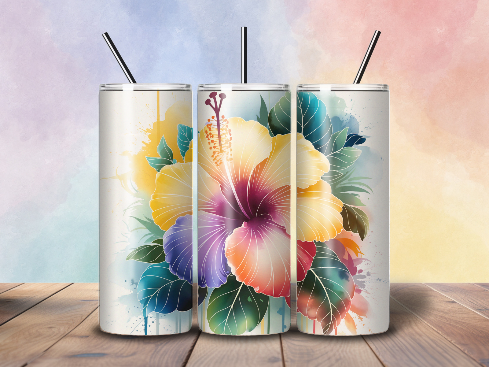 Tropical Hibiscus Watercolor Digital Print | Floral Art for Sublimation, Tumbler Wraps & Crafts - Image 4
