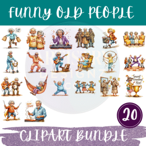 Funny Old People Clipart Bundle – 20 Hilarious Senior Character PNGs