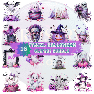 Pastel Halloween Clipart Bundle – Spooky & Whimsical Designs for Creative Projects