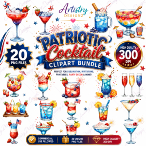 Patriotic Cocktails Clipart Bundle - Festive Drink Graphics for Celebrations