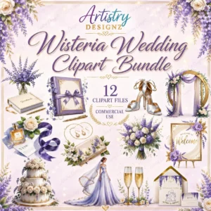 Wisteria Wedding Clipart Bundle - Beautiful Floral Illustrations for DIY Invitations and Decor