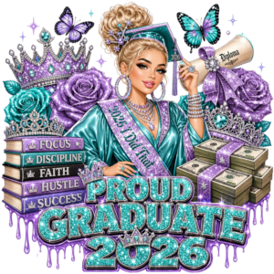 Proud Graduate 2026 Teal & Purple PNG Free Download COMMERCIAL USE !!!