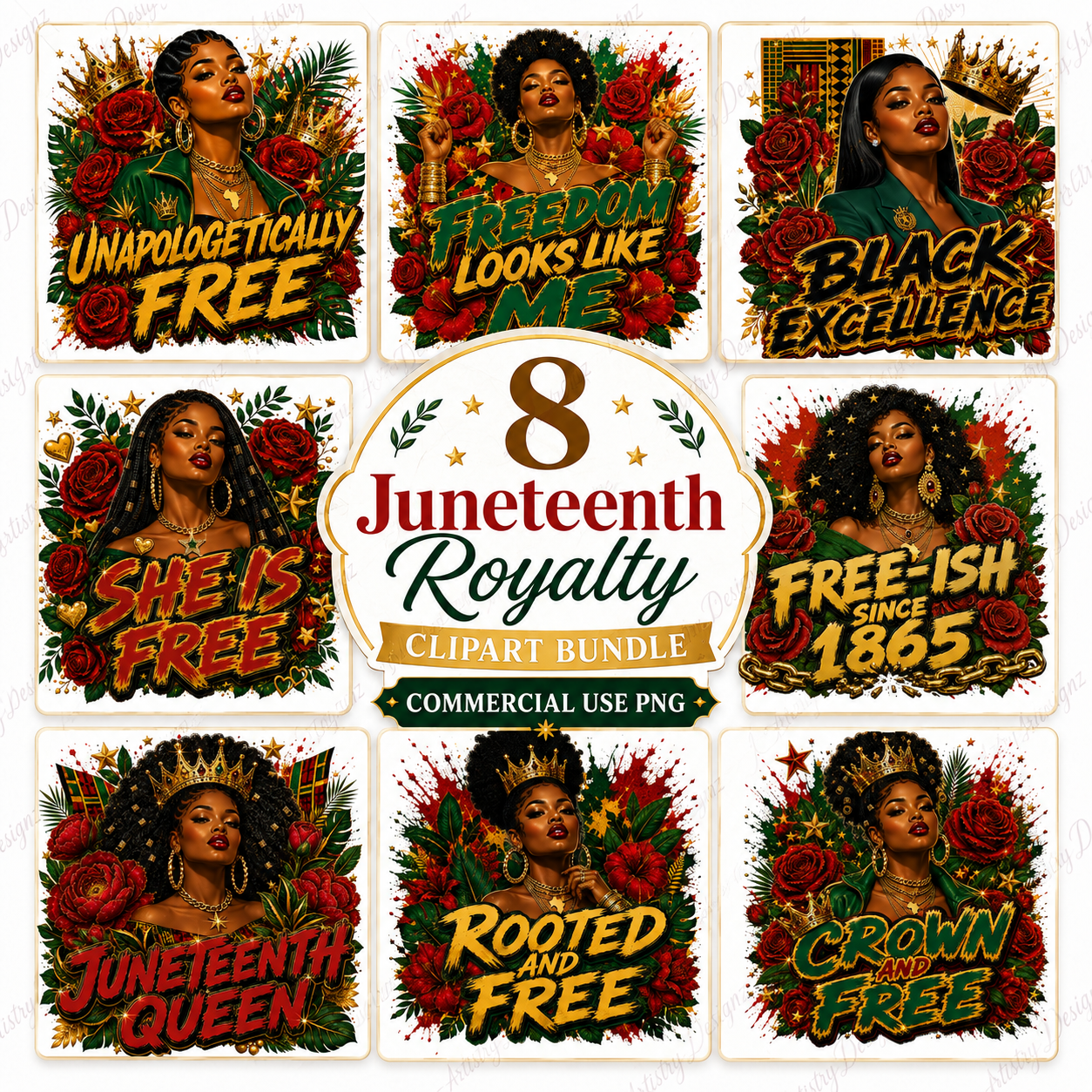 Juneteenth clipart PNG Bundle Black History Freedom African american woman png files