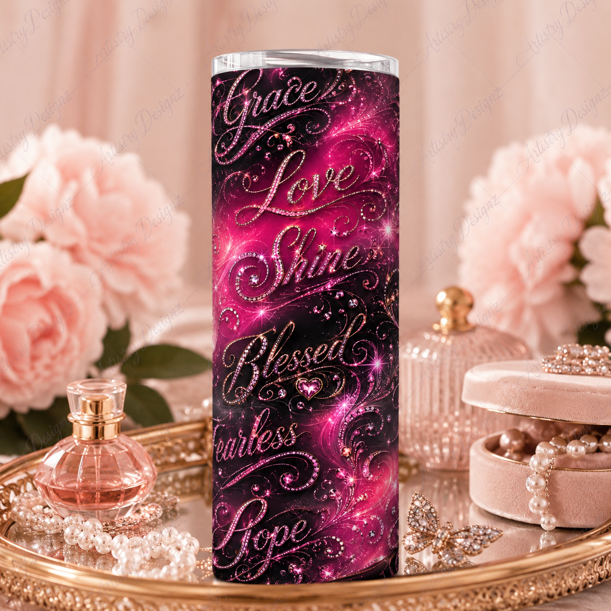 Faith Affirmation words Tumbler PNG Sublimation 20 oz Self Love Tumbler - Image 2