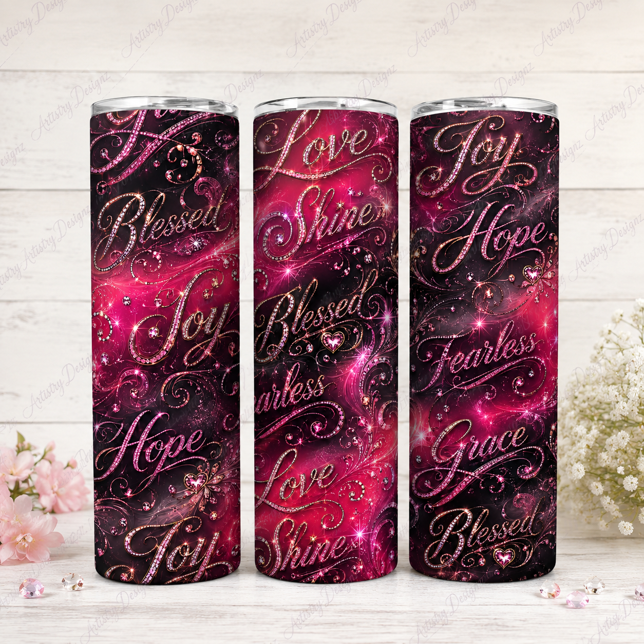 Faith Affirmation words Tumbler PNG Sublimation 20 oz Self Love Tumbler - Image 3