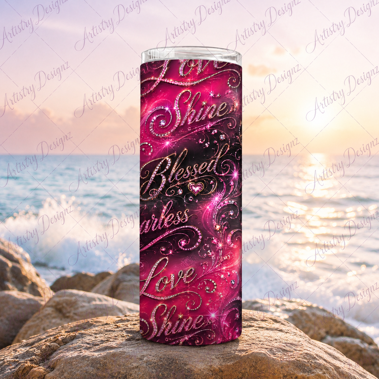 Faith Affirmation words Tumbler PNG Sublimation 20 oz Self Love Tumbler - Image 9