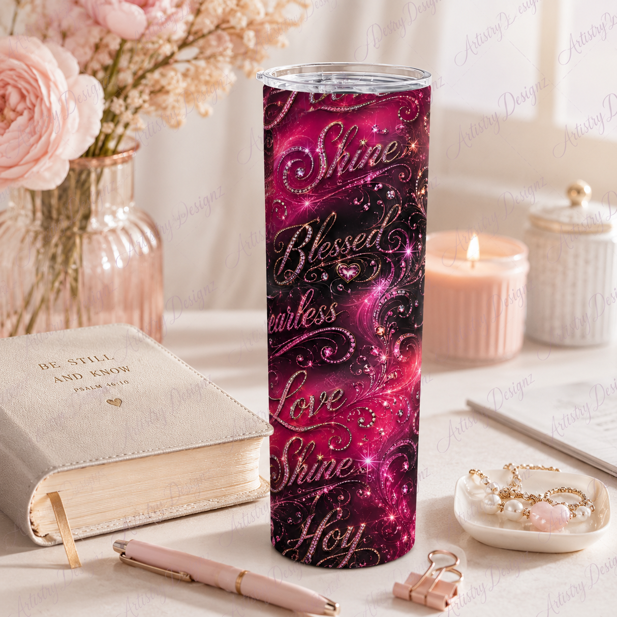 Faith Affirmation words Tumbler PNG Sublimation 20 oz Self Love Tumbler - Image 8
