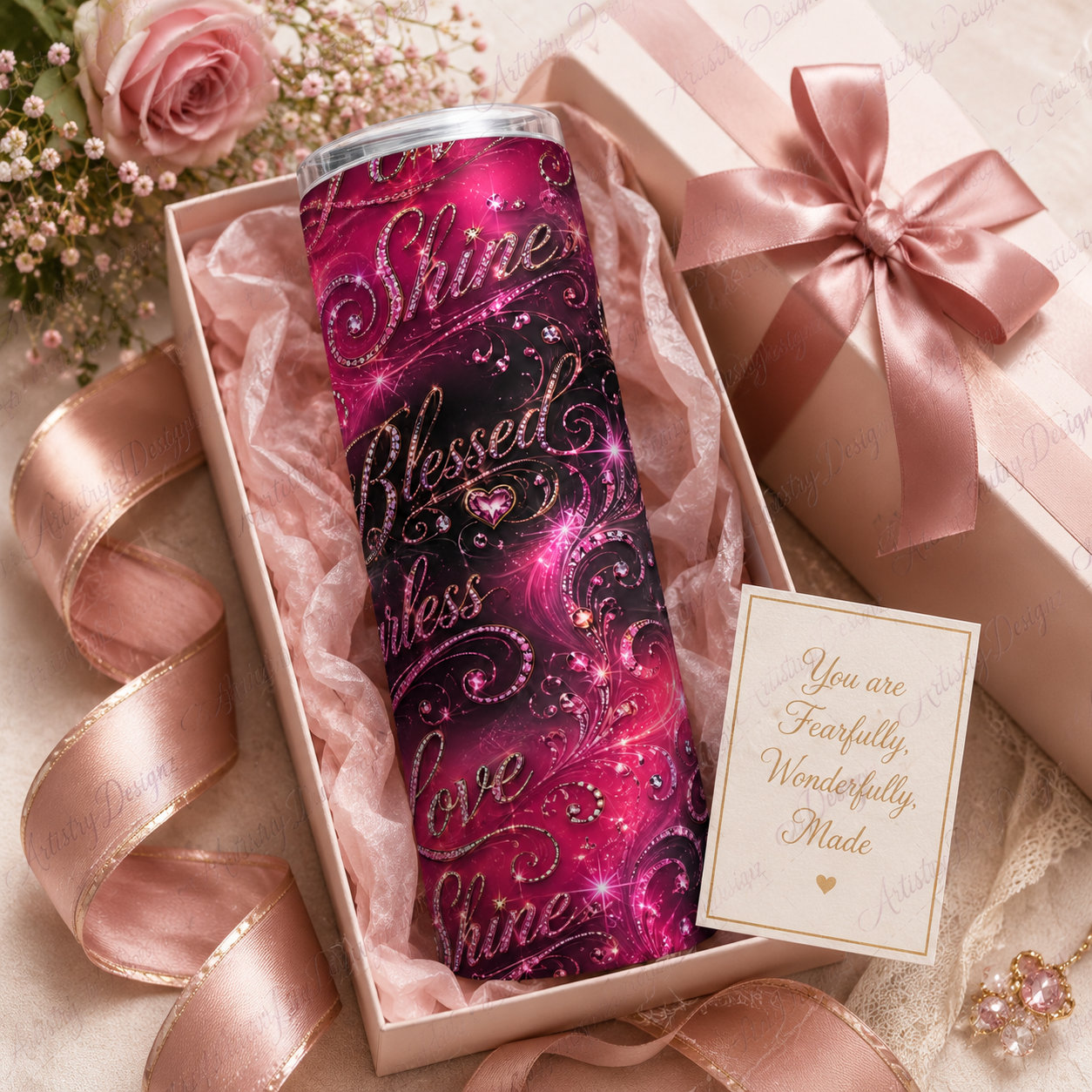 Faith Affirmation words Tumbler PNG Sublimation 20 oz Self Love Tumbler - Image 4