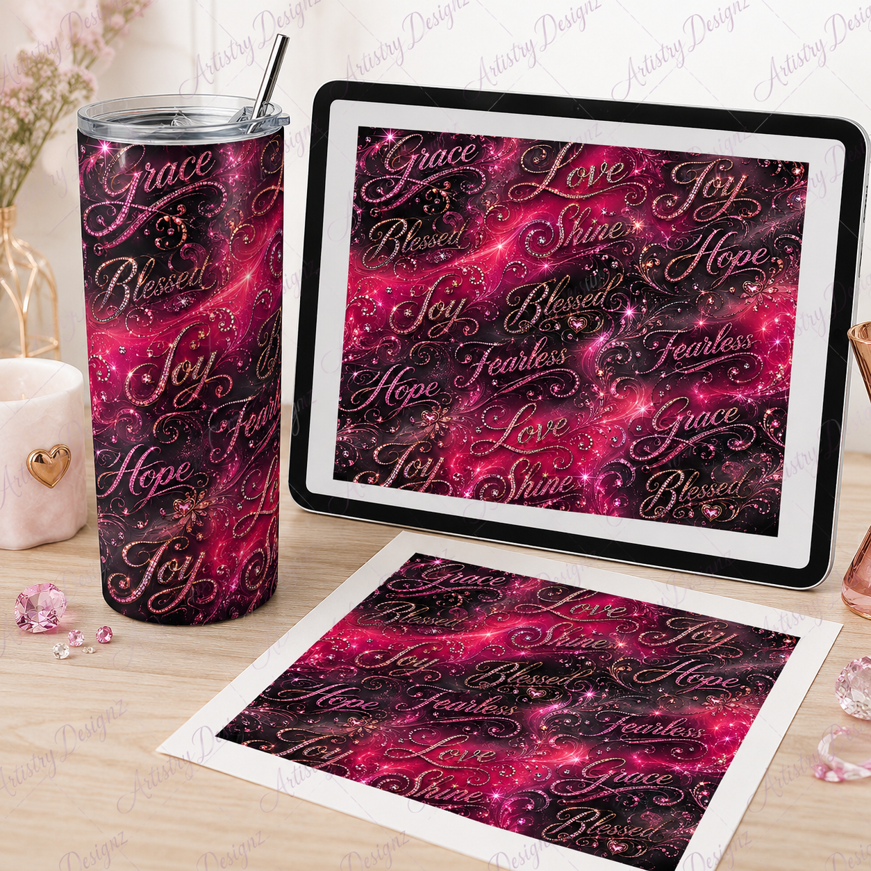 Faith Affirmation words Tumbler PNG Sublimation 20 oz Self Love Tumbler - Image 7