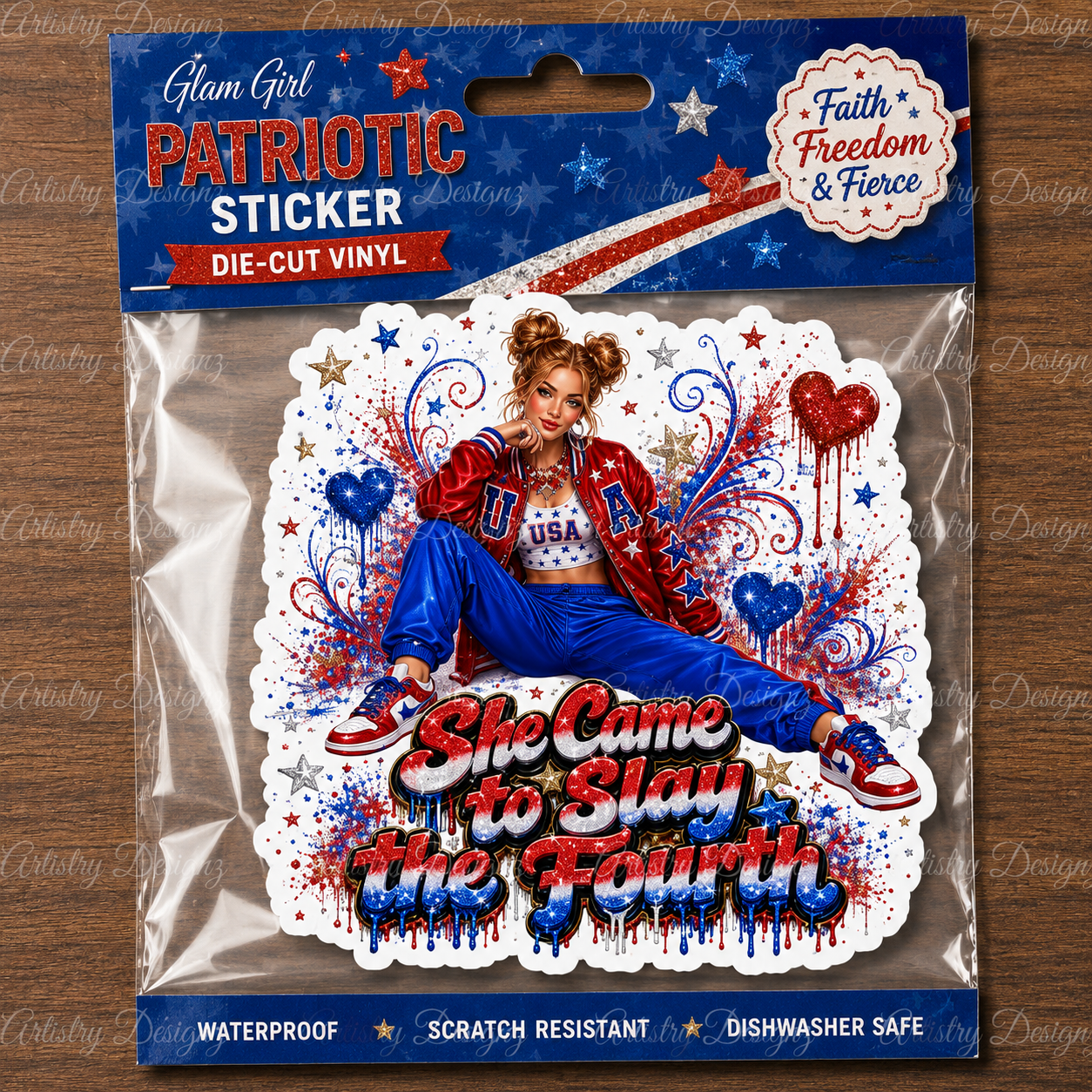 4th of July Glam Girl PNG Bundle, Patriotic Black Girl Sublimation Designs, Red White Blue Clipart, Commercial Use PNG DTF - Image 6