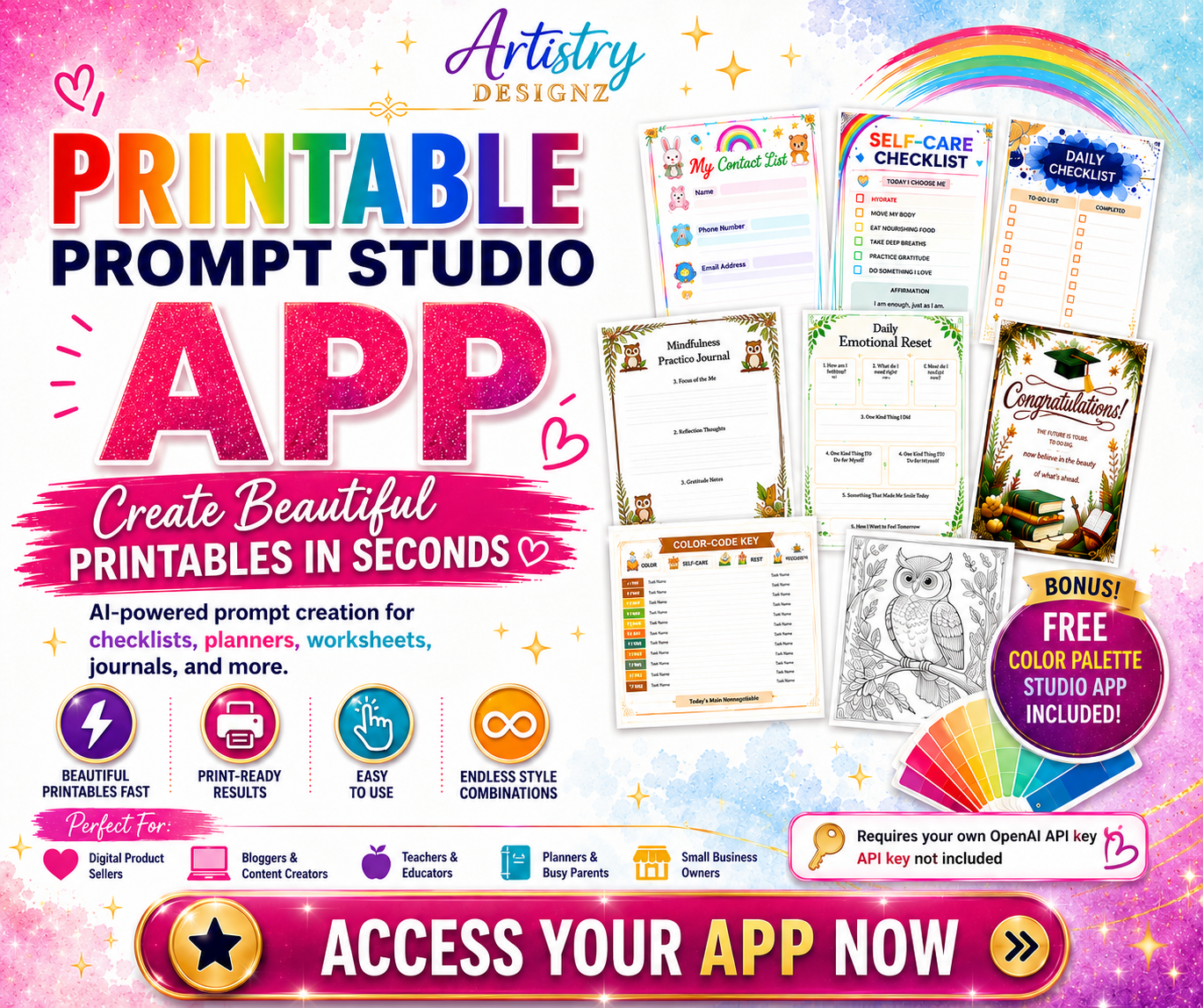 THE PRINTABLE PROMPT STUDIO APP