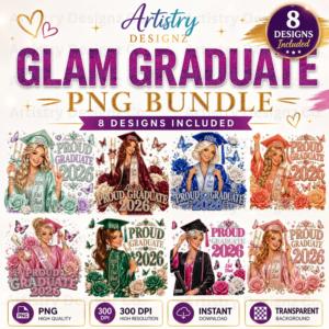 Proud Graduate 2026 PNG Bundle, Graduation Girl PNG, Senior 2026 Sublimation Design, Class of 2026 Clipart, Commercial use.