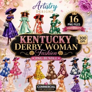 Kentucky Derby Woman Clipart Bundle, Floral Fashion PNGs (Digital Download)
