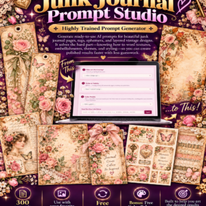 Junk Journal Prompt Studio – AI Prompt Generator for Vintage Pages, Tags & Ephemera